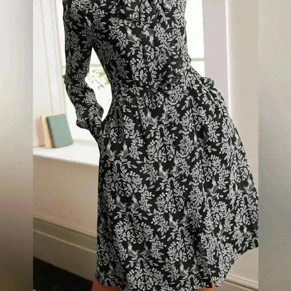 Boden Sylvia Shirt Dress Black Parrot Paradise Novelty Career Classy Twee Size 6 - Picture 3 of 15